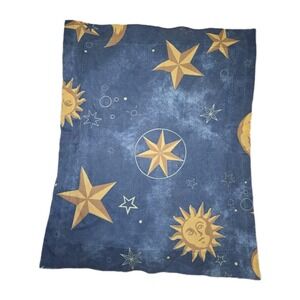 Vintage Celestial Sun Moon Stars King Size Pillowcase Blue Astrology Whimsigoth